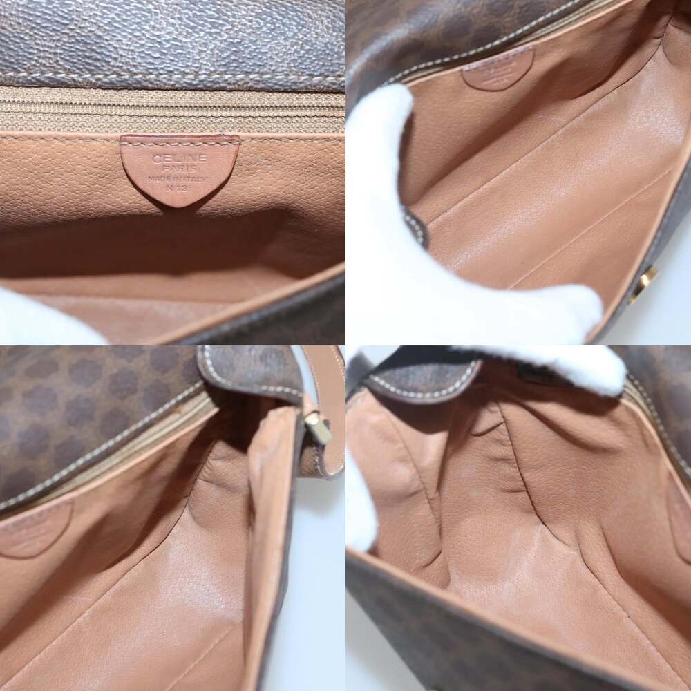 CELINE Macadam Canvas Shoulder Bag Pvc Leather Brown Gold - Picture 11 of 12